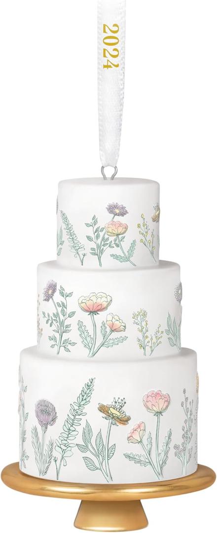 Hallmark Keepsake Christmas Ornament 2024, Tiers of Joy Wedding Cake, Porcelain, Gift for Couple