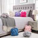 Xiashrk Knot Pillow, 12" Soft Decorative Throw Pillows for Couch Bed, Gray Pink Knotted Plush Throw Pillow Handmade Square Cushion Home Decor Pillows (Ivory White, 12 Inches X12 Inches)