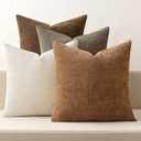 MIULEE Pack of 4 Decorative Throw Pillow Covers 20x20 Inch Brown Chenille Textured Throw Pillows Boho Farmhouse Rustic Accent Cushion Covers for Vintage Modern Home Decor Couch Sofa Bed Living Room