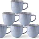 AmorArc 12oz Coffee Mugs, Ceramic Coffee Mugs set of 6 for Man, Woman, Dad, Mom, Modern Coffee Mugs with handle for Latte/Cappuccino/Milk/Cocoa. Dishwasher&Microwave Safe, Blue-Reactive Glaze