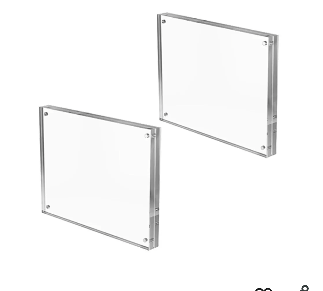 Double Sided Acrylic Clear Picture Frame 8x10, Magnetic Design, 3/4" Thick, Durable and Sleek Display for Desktops, Tables, Offices, Homes, Photos, or Decor - Pack of 2
