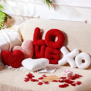 5 Pcs Valentine's Day Pillow Galentine's Day Gifts Heart Shaped Red and Pink Soft Throw Pillow Plush Heart Cushion for Girls Friends Gift Sofa Living Dining Room Decoration(Red)