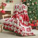 Amlie Home Christmas Knit Throw for Couch, Reversible Soft Cozy Chenille Blanket for Home Decor Gift for Family, 50" x 60", Christmas Fair Isle