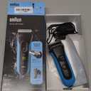 Braun Electric Series 3 Razor with Precision Trimmer, Rechargeable, Wet & Dry Foil Shaver for Men, Blue/Black, 4 Piece