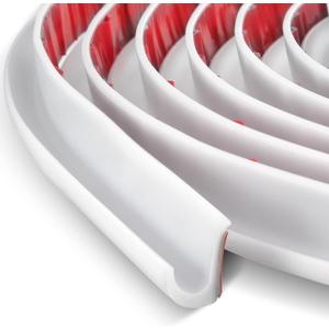 Tondiamo 40 ft Rv Rain Gutter 1/2 Inch Plastic Drip Rail PVC Strip Roof Rain Diverter, Adhesive Backing, Flexible J Shape Rv Trim Molding for Car Van Door Motorhome(White)