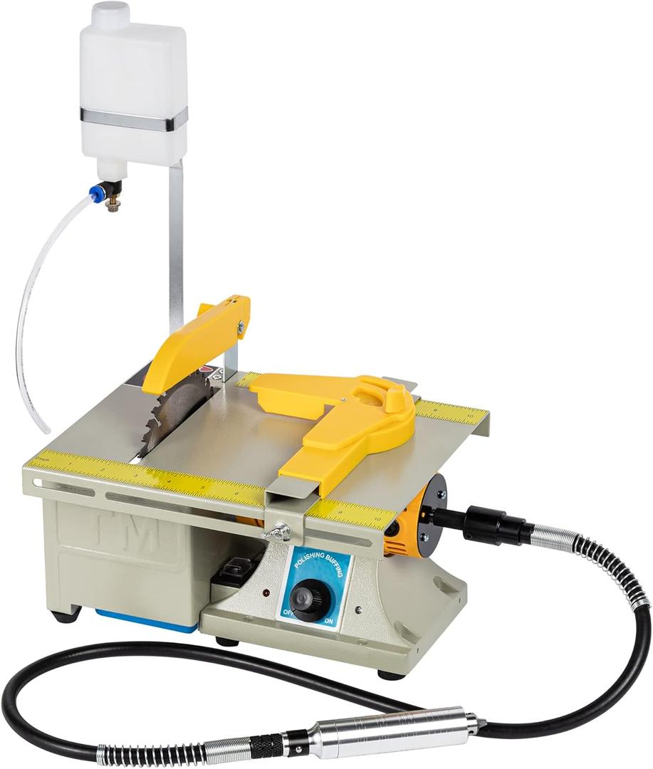 Jewelry Lapidary Saw for Cutting Rocks DIY Lapidary Equipment, 110V Mini Table Saws Grinder Polishing Machine 0-10000r/min with Flexible Shaft,Left Benchtop