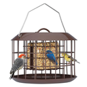 Kingsyard Squirrel Proof Suet Feeder, Cage Bird Feeders for Outdoors Hanging, All Metal, Double Suet Cake Capacity, Tray & Weatherproof, Brown