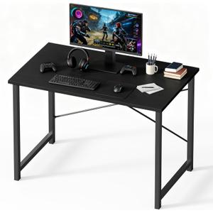 OLIXIS 40 Inch Computer Office Desk for Small Spaces, Writing Gaming Work Desk Modern Study Table with Storage Bag & Headphone Hook Home Bedroom, Black