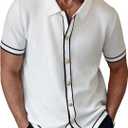 Zaitun Men's Lightweight Button-Down Shirt Summer Casual Shirt Relaxed Fit Wrinkle Resistant Top (White, L)