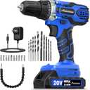 AVID POWER 20V MAX Power Drill Kit, Cordless Drill Set with Battery and Charger, 2 Variable Speed, 3/8-Inch Keyless Chuck, 19 Position and 22pcs Bits - Blue