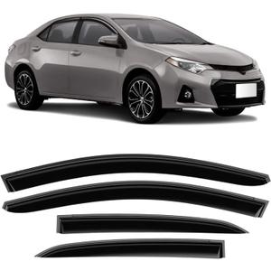Tape-On Rain Guard 4-Piece for 2014-2019 Toyota Corolla Windows Visor Shield Shade Smoke 94989 (Black, M)