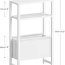Narrow Side Table with Charging Station Slim End Table Sofa with Magazine Rack, Bedside Table for Small Spaces, 3 Tier Nightstand for Living Room Couch, Bedroom White LET503WE