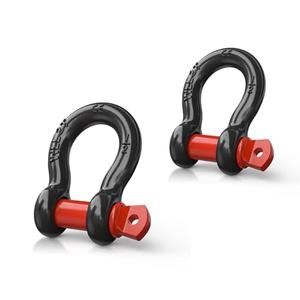 Nilight 2 Pack Small Shackles 1/2" D-Ring Shackle 2 Ton (4409 lbs) Capacity Heavy Duty Off Road Recovery Shackle Kit for Cars and Other Applications for Tie Downs, Black Red