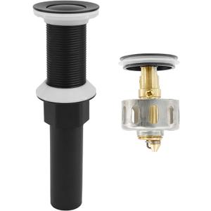 Bathroom Sink Drain,Drain Stopper Bathroom Sink Without Overflow,Small Cap Pop Up Drain Assembly with Detachable Strainer Basket,Built-in Anti-Clogging, Stainless Steel Nut Matte Black