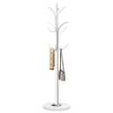Tenkovic Metal Coat Rack Stand with Natural Marble Base, Coat Rack Freestanding, Sturdy Hall Tree with 12 Hooks for Hanging Clothes, Bags, Scarfs, Coat Hanger for Entryway, Hallway (White)