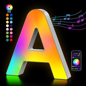 2 x OJQ Light Up Letters Led Lights- Marquee Letters for Boy Girl Gift Room Decor Wall Lights - Music Sync Color Change Colorful, Birthday Gifts for Girl, Teen Girls Gifts Home Wall Decor