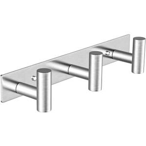 Wall Mounted Coat Rack-3 Hooks, Heavy Duty Stainless Steel Wall Hooks for Towel Coat Bag, Hat Rack Coat Hanger Coat Hooks Towel Racks for Bathroom Entryway Kitchen Office (Silver, 1 Pack)