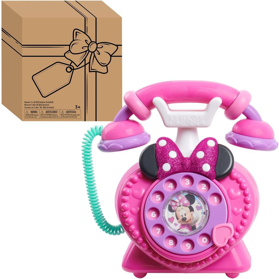 Disney Junior Minnie Mouse Ring Me Rotary Pretend Play Phone with Lights and Sounds, Kids Toys for Ages 3 Up by Just Play