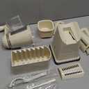 Manual Rotary Cheese Grater, White, 5-in-1 Vegetable Slicer with Suction Base, Stainless Steel Blades, Hand Crank Design for Kitchen