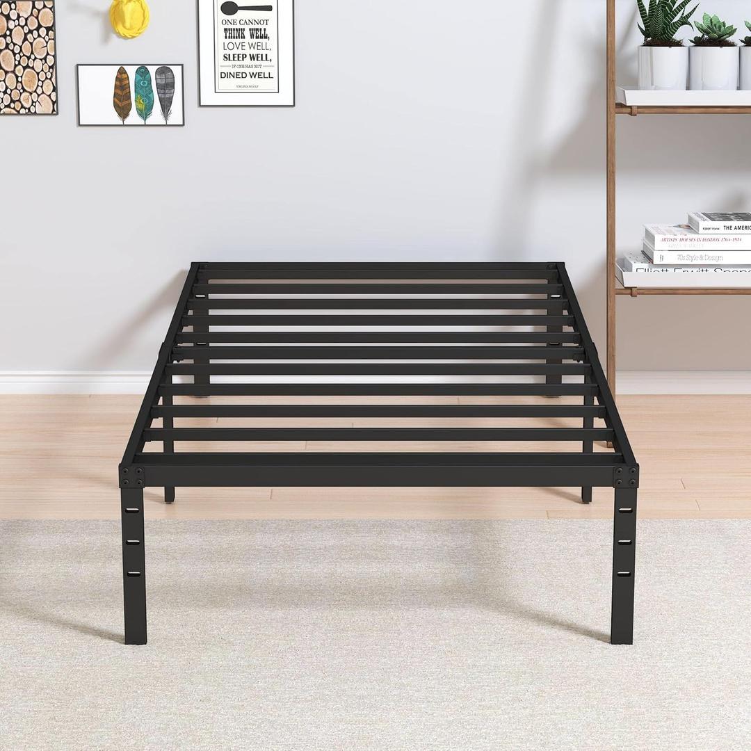 Maenizi Heavy Duty Narrow Twin Bed Frame No Box Spring Needed, 14 Inch Metal Platform Narrow Twin Bed Easy Assembly, Noise Free, 30x75 Inch, Black