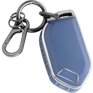 ELOHEI Key Fob Cover for Kia with Keychain, Key Fob Case for 2024 2025 2026 Kia K5 Sorento Forte Soul Telluride (Silver Edge Blue)