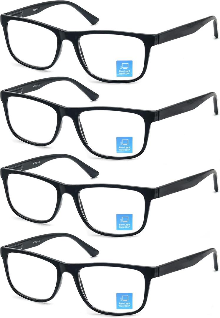 Blue Light Blocking Reading Glasses Men Large Wide Oversized Square Computer Readers Glasses for Big Head/Large Face, 1.75x