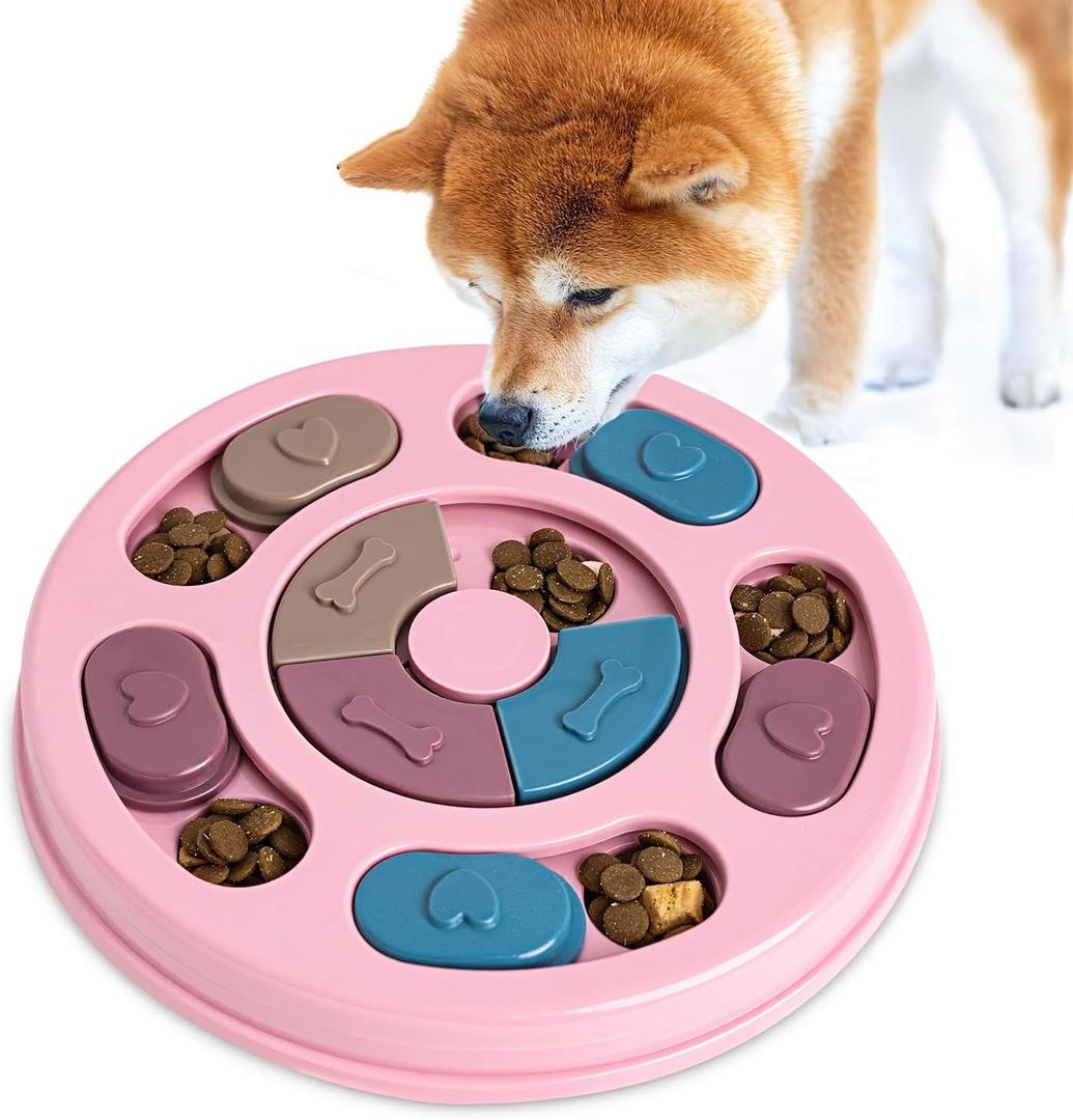 Dog Puzzle Toys, Interactive Dogs Game, Pets Enrichment Toys for Puppy Mentally Stimulating Feeding Dispenser Dog Treat Puzzle Feeder for Small,Medium and & Large Dogs Brain Training (Pink)