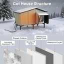 Heated Cat House Outdoor Cat House Insulated Large Elevated Weatherproof Feral Cat Shelter with Heated Pad, All-Round Insulated Cotton and Aluminum Foil Cat Shelter for Winter