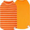 KYEESE 2Pack Waffle Dog Shirts, Lightweight Sleeveless Dog T Shirts for Small Dogs Boy Girl, Breathable Puppy Vest Comfortable Tank Top Soft Dogs Clothes for Daily Wear, Orange+Striped, S