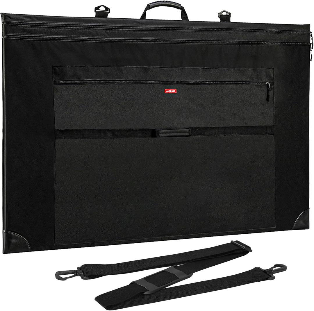 Nicpro Light Weight Art Portfolio Bag, 36 x 48 Extra Large Art Portfolio Case with Detachable Shoulder Strap, Leather Corners, Carrying Storage Case for Artwork, Canvas, Poster, Sketching, and Drawing