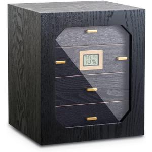 Humidor Box - Professional Humadores for 60-100 Cigars with Built-in Calibratable Hygrometer, Superior Sealing and Moisturizing Properties