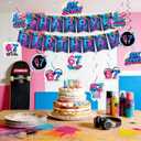 6 7 Birthday Decorations Neon Party Decoration with Happy Birthday Banner Six Seven Birthday Party Decorations Swirl 67 Meme Themed Birthday Decorations Set 67 Decor Supplies