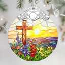 Stained Glass Ornament, Christmas Ornament, Hanging Ornaments for Home Decor & Christmas Tree Ornaments  Exquisite Holiday Decor, Xmas Gifts & Holiday Present - Cross
