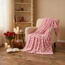 Horaldaily Valentine Flannel Blanket Throw, Pink Love Heart Painting Soft Fuzzy Plush Cozy Fleece Blankets for Couch Sofa Bed Lounging, Ideal Gifts for Kids Adults Wife Self, 50x60