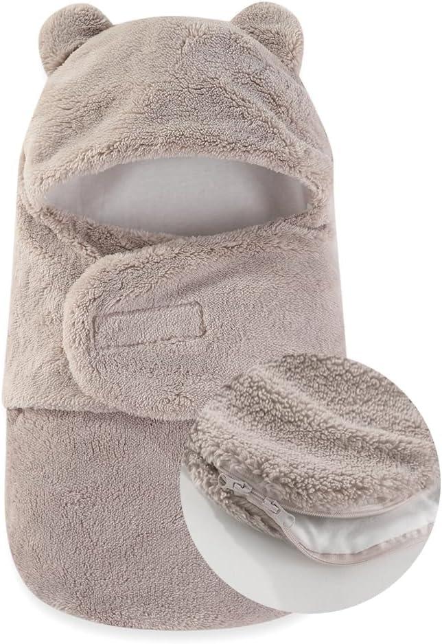 AiWMGL Baby Swaddle Boys Girls 3-6 Months Fleece Winter Warm Adjustable Newborn Swaddling Wrap Soft Blanket Sleeping Sacks Infant (Grey)