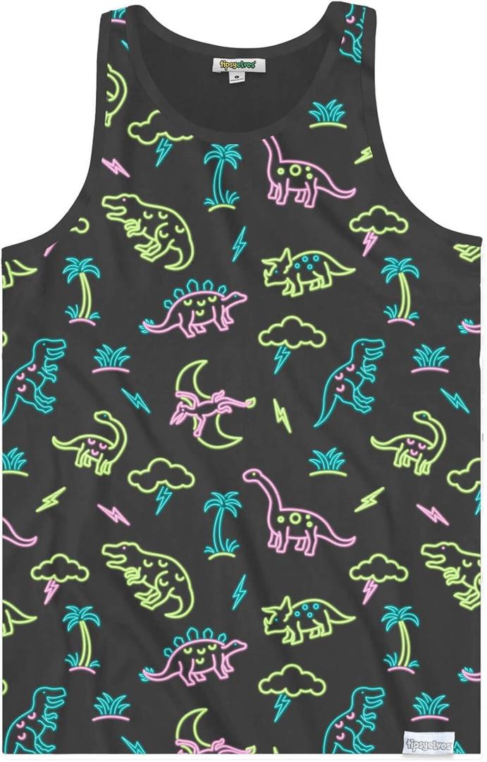 Tipsy Elves Summer Tank Tops for Men - Bright and Colorful Sleeveless Tees - Graphic Beach Muscle Shirts (S)