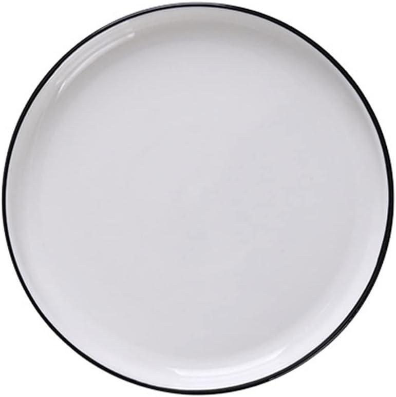 18 Piece Plastic Plates White with Black Edge Dinner Plate Ceramic Kitchen Tray Food Dishes Rice Salad Noodles Bowl Soup Kitchen Cook Tool