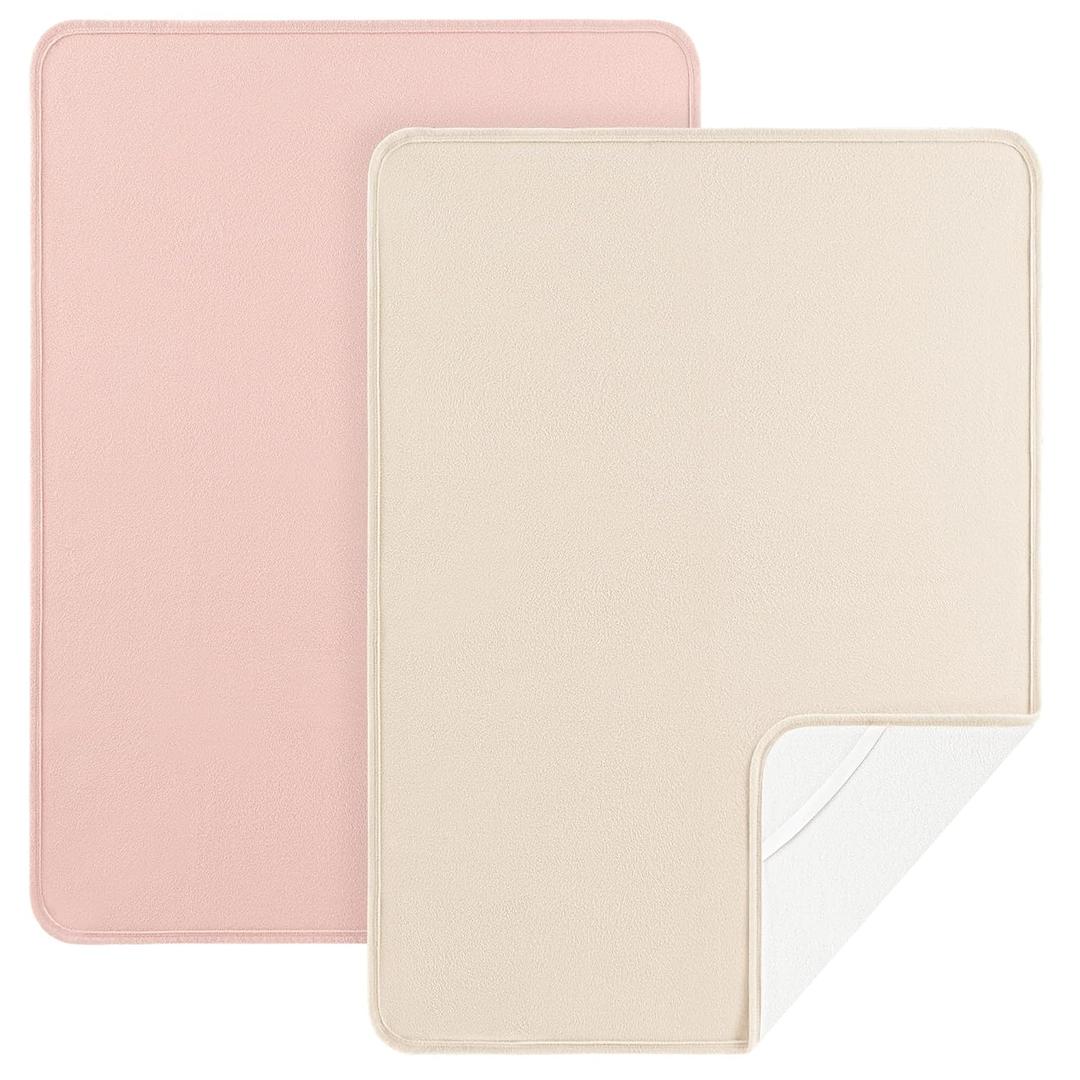 Portable Diaper Changing Pad 2 Pack Baby Changing Pad Travel, Lightweight Absorbent Baby Changing Mat 35 * 29.5 inch Diaper Bag Essentials - Apricot&Pink