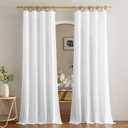 NICETOWN White Linen Curtains for Bedroom, Rod Pocket & Back Tab Thick Flax Window Treatments Privacy Assured with Light Filtering for Kids Room/Living Room, W55 x L84, 2 Pieces