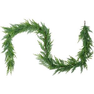 Real Touch Winter Pine Garland, Realistic Christmas Greenery for Fireplace,Table, Stairs, Mantle, Window,Indoor Outdoor, Home, Holiday Decor(Norfolk Pine,9 FT)