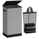 SOLEDI Laundry Hamper with Lid 100L Large & Tall Collapsible Laundry Basket, Clothes Hamper with Bag Removable Easy to Carry, Dirty Hampers for Bedroom, Bathroom, Dorm, College, Grey