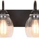 ALICE HOUSE 28.7" Vanity Lights with Seeded Glass,4 Light Wall Sconce Lighting, Brown Farmhouse Bathroom Lights Over Mirror, Industrial Bathroom Lighting, ETL Listed, AL9081-W4