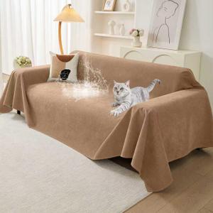Warmstar Couch Protector from Cat Claws, Waterproof Couch Cover Anti Slip,Couch Cover 3 Cushion Sofa Washable,Anti-Scratch Pet Sofa Cover Heavy Duty,91"X118", Brown