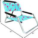 Neso Beach Chairs - Lightweight, Portable and Foldable Recliner Beach Chairs for Park, Camping and Outdoor Adventures - with Slip Pockets and Shoulder Strap - 2 Pack - Flamingos - Regular