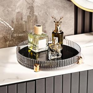 Makeup Perfume Organizer, 360 Rotating Vanity Tray, Cosmetic Skincare Organizer for Bathroom/Dressing Table, Clear