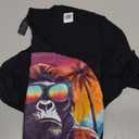Aesthetic Gorilla I Retro Gorilla T-Shirt (Small, Black)