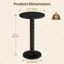 Small Round Side Table, 12" Drink End Table for Small Spaces, Black, 11.81" x 11.81" x 21.57"
