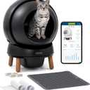 PetSafe ScoopFree SmartSpin Self-Cleaning Litter Box Bundle, Black Odor Control App Controlled Up to 2 Weeks of Hands-Free Cleaning Includes Litter Mat, 50 Waste Bin Liners, 4 Deodorizers