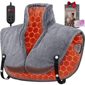 30s Fast Hot Heating Pad for Neck Shoulders and Back, Far Infrared Heating Pad, 6X Deeper Pain Relief, 160, 8 Temp Setting, 4H Auto Off, Memory Function, 24"X20", Birthday Gift to Parent Men Women