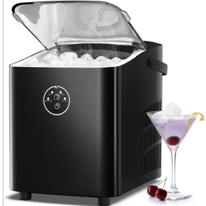Countertop Ice Maker with Handle, 8 Bullet Ice Ready in 6 Mins, Self-Cleaning